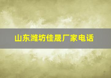 山东潍坊佳晟厂家电话