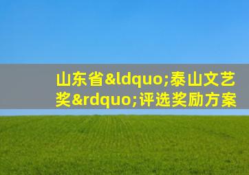 山东省“泰山文艺奖”评选奖励方案