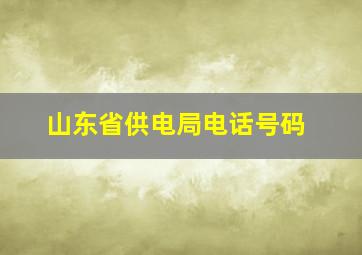 山东省供电局电话号码