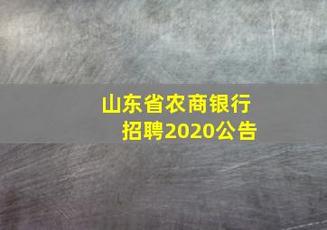 山东省农商银行招聘2020公告