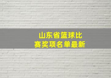 山东省篮球比赛奖项名单最新