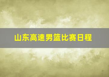 山东高速男篮比赛日程