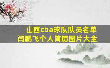 山西cba球队队员名单闫鹏飞个人简历图片大全