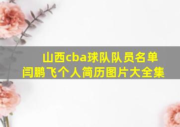 山西cba球队队员名单闫鹏飞个人简历图片大全集