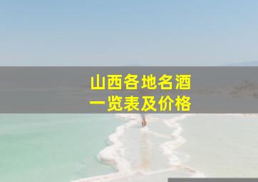 山西各地名酒一览表及价格