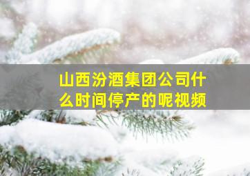 山西汾酒集团公司什么时间停产的呢视频