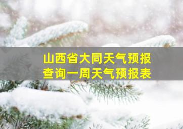 山西省大同天气预报查询一周天气预报表