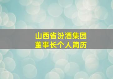 山西省汾酒集团董事长个人简历