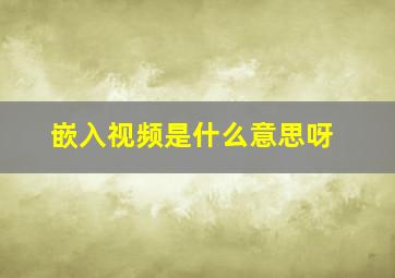 嵌入视频是什么意思呀