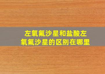 左氧氟沙星和盐酸左氧氟沙星的区别在哪里