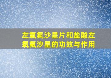 左氧氟沙星片和盐酸左氧氟沙星的功效与作用