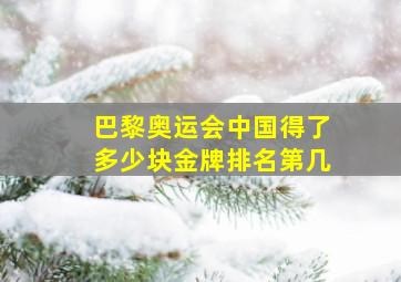 巴黎奥运会中国得了多少块金牌排名第几