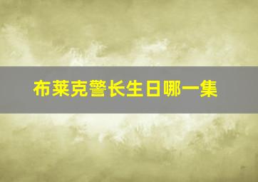 布莱克警长生日哪一集