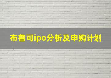 布鲁可ipo分析及申购计划