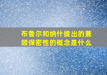 布鲁尔和纳什提出的兼顾保密性的概念是什么