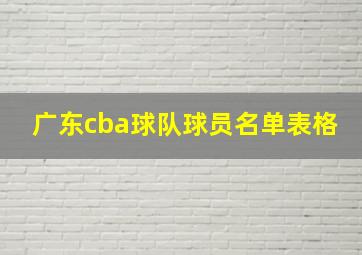 广东cba球队球员名单表格