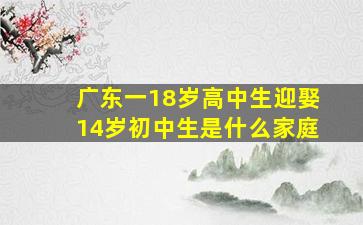 广东一18岁高中生迎娶14岁初中生是什么家庭