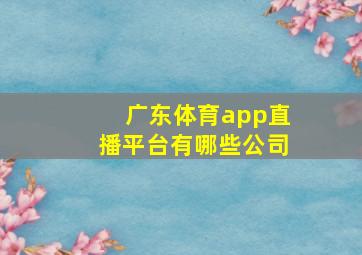 广东体育app直播平台有哪些公司