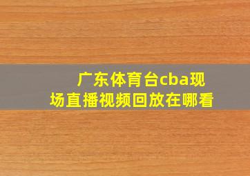 广东体育台cba现场直播视频回放在哪看