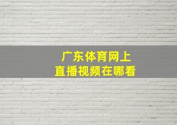 广东体育网上直播视频在哪看