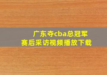 广东夺cba总冠军赛后采访视频播放下载