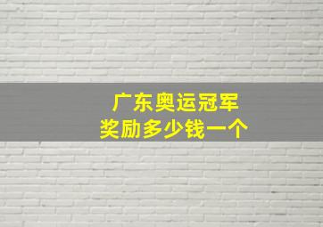 广东奥运冠军奖励多少钱一个