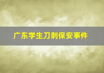 广东学生刀刺保安事件