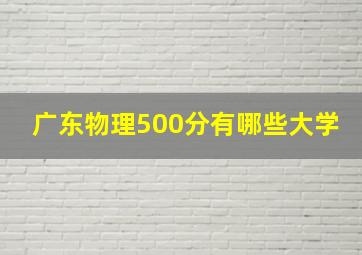 广东物理500分有哪些大学