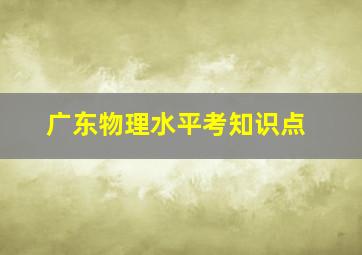 广东物理水平考知识点