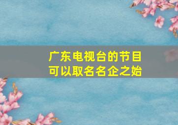 广东电视台的节目可以取名名企之始