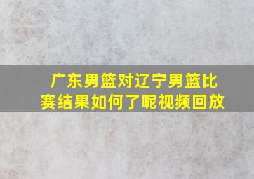 广东男篮对辽宁男篮比赛结果如何了呢视频回放