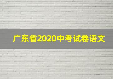 广东省2020中考试卷语文