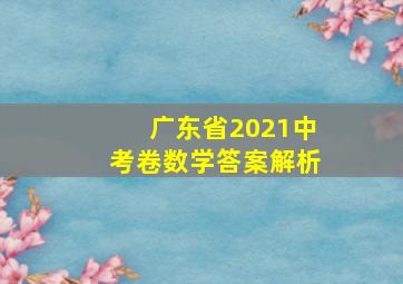 广东省2021中考卷数学答案解析