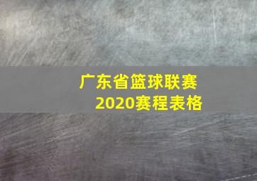 广东省篮球联赛2020赛程表格