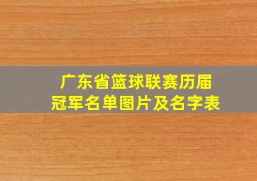 广东省篮球联赛历届冠军名单图片及名字表