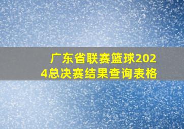 广东省联赛篮球2024总决赛结果查询表格