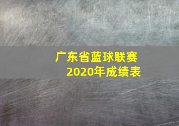 广东省蓝球联赛2020年成绩表