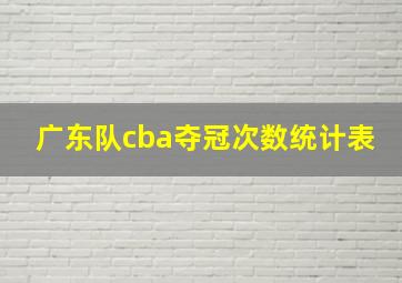 广东队cba夺冠次数统计表