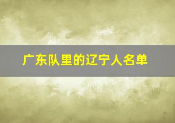 广东队里的辽宁人名单