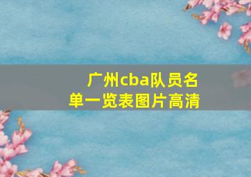 广州cba队员名单一览表图片高清