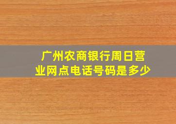 广州农商银行周日营业网点电话号码是多少