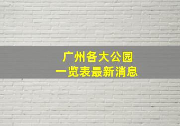 广州各大公园一览表最新消息