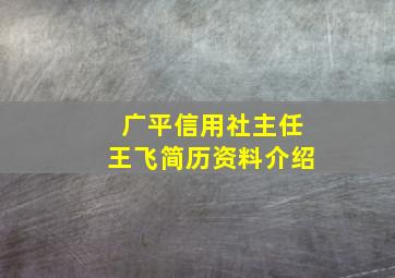 广平信用社主任王飞简历资料介绍