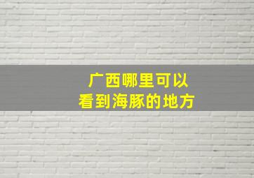 广西哪里可以看到海豚的地方