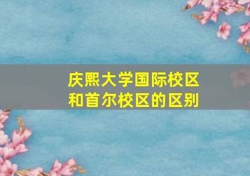 庆熙大学国际校区和首尔校区的区别