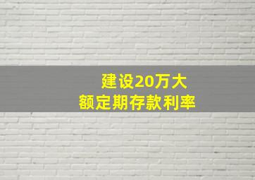 建设20万大额定期存款利率