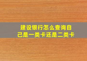 建设银行怎么查询自己是一类卡还是二类卡