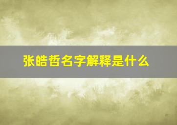 张皓哲名字解释是什么