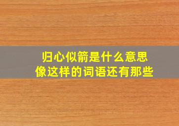 归心似箭是什么意思像这样的词语还有那些