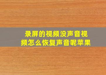 录屏的视频没声音视频怎么恢复声音呢苹果